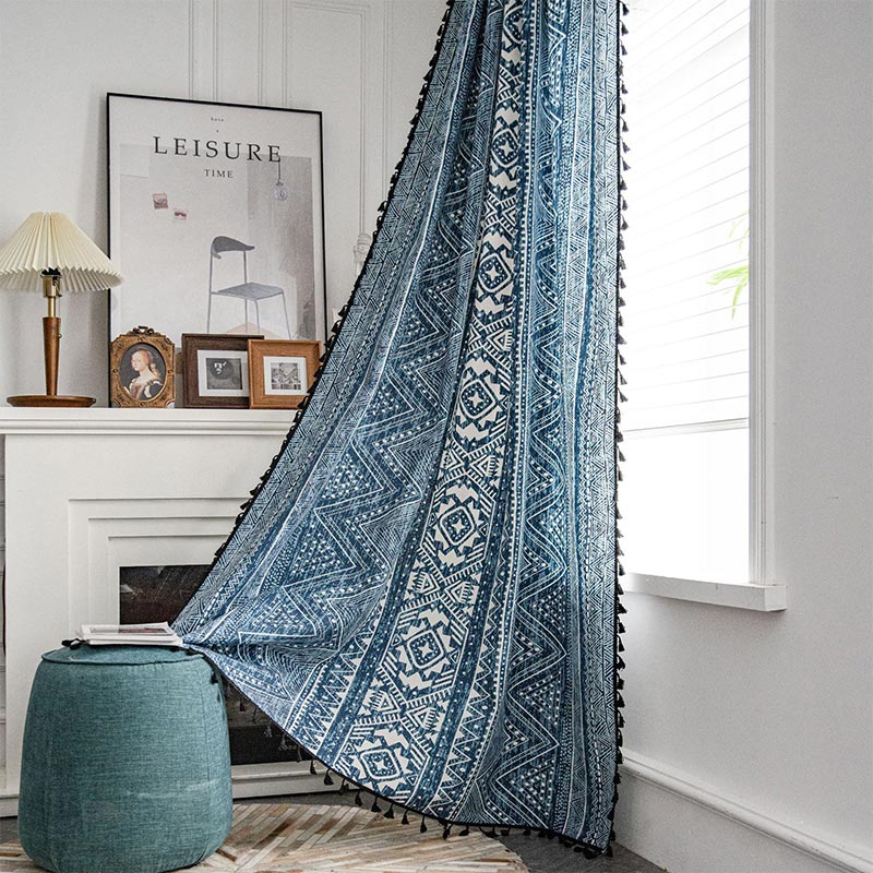 Stornfield | Blue Geometric Pattern Light Filtering Curtain