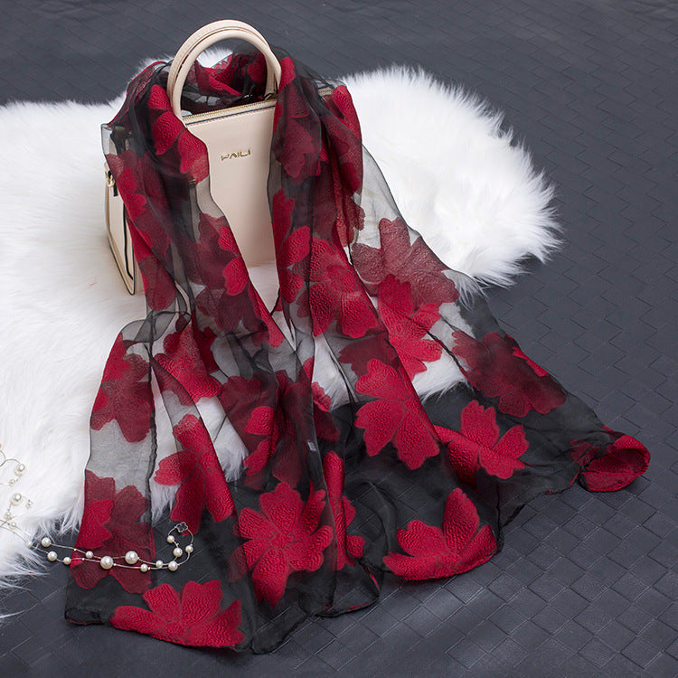 Stornfield | Silk scarf with cut flowers hollow motif