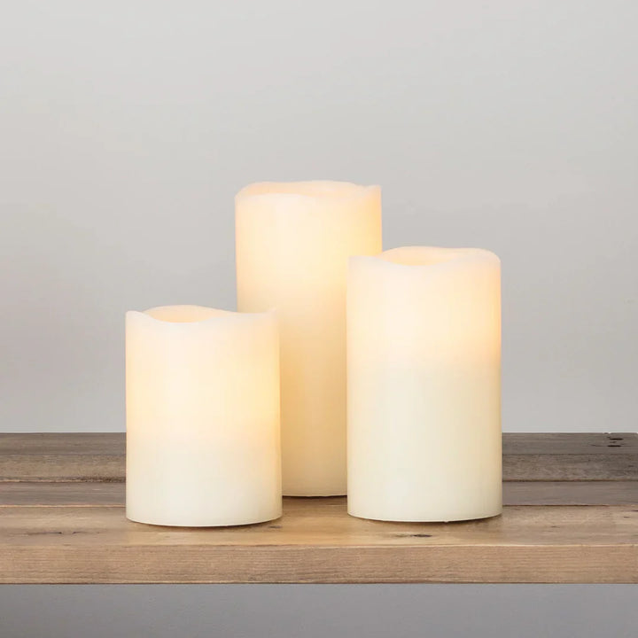 Stornfield | Set of 3 Tall Flameless Wax LED Candles