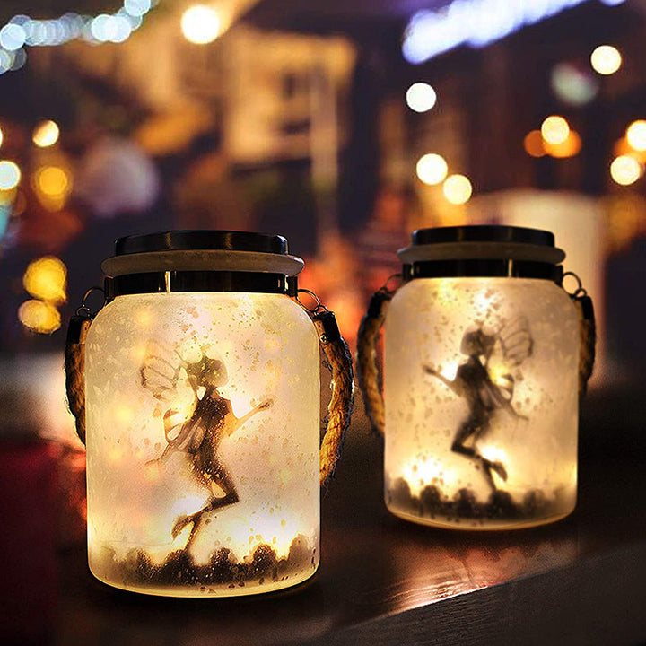 Solar Creative Fairy Frosted Glass Jar LED Outdoor Light | Stornfield