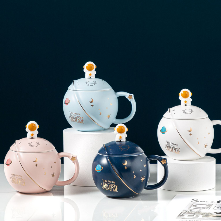 Creativity Ceramics Astronaut Planet Cups with Lid and Spoon | Stornfield