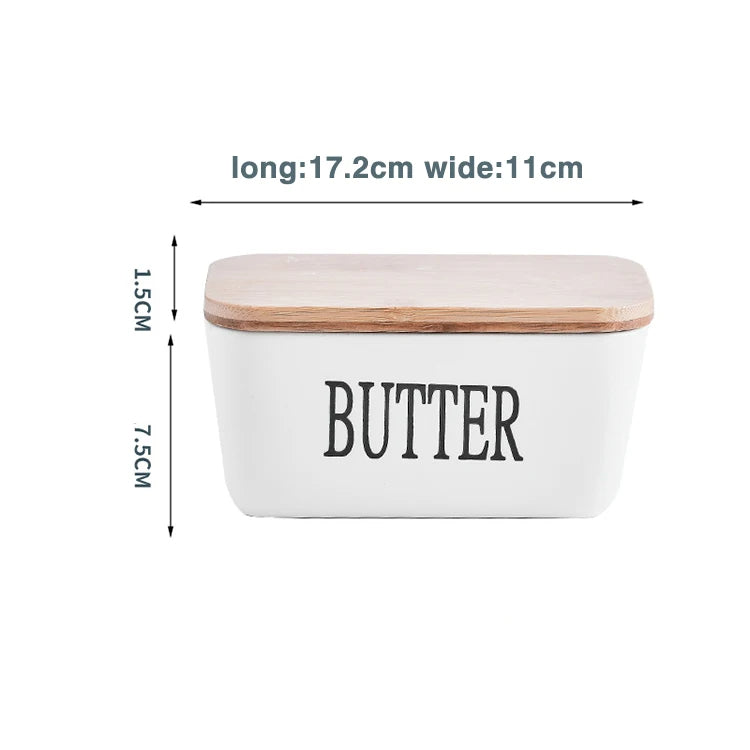 Stornfield | Rectangular Ceramic Butter Dish Sealed Storage Container Western Cheese Crock Butter Glass for Storage for Restaurant 15x8.5 cm