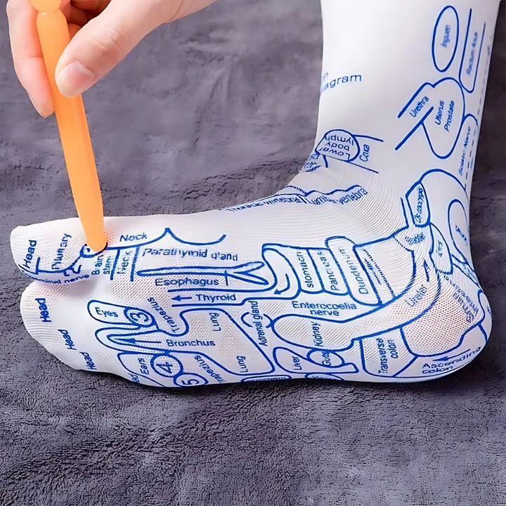 ReflexEase | Reflexology Socks – Printed Map & Tool – Breathable Separated-Toe Fabric – At-Home Stress Relief & Foot Fatigue Recovery Stornfield