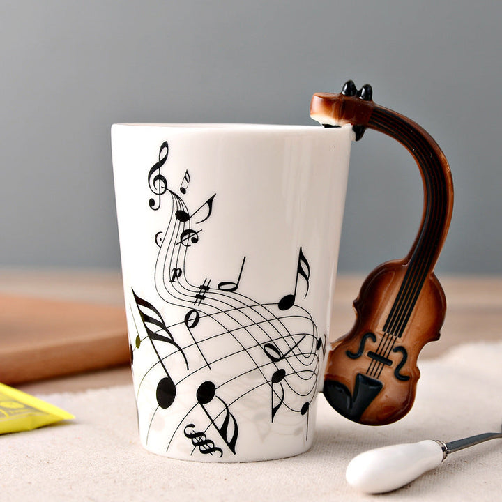 Musicians Ceramic Coffee Mug, Musical Instrument Handle Cup | Stornfield