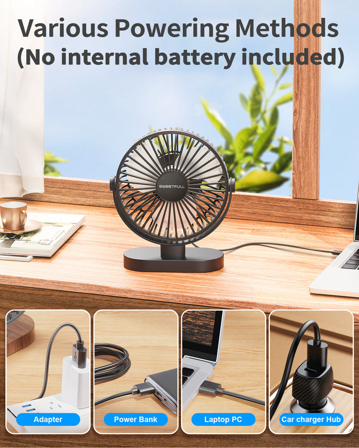 6.5 Inch USB Small Desk Fan for Home Office Car Outdoor Travel | Stornfield