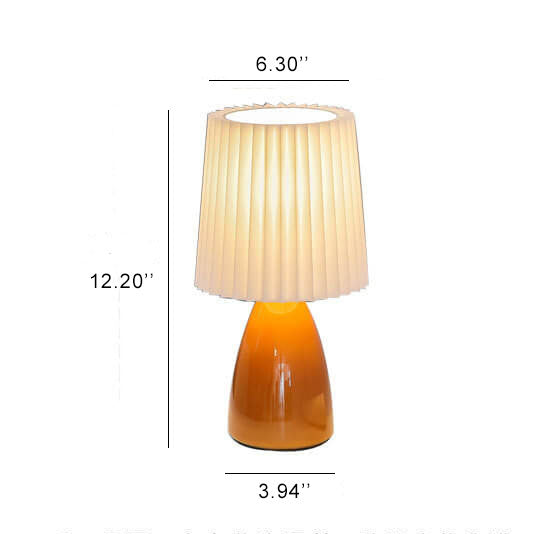 Stornfield | Lampe de table rétro scandinave avec abat-jour plissé et base en verre