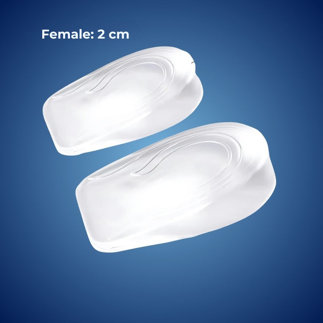 LiftComfort Silicone Gel Heel Lifting Inserts | Height Increase - Pain Relief for Plantar Fasciitis - Shock Absorption - Better Posture Stornfield