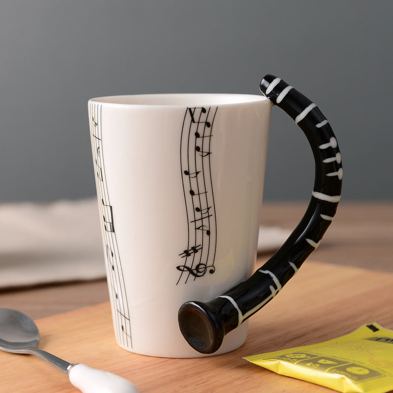 Musicians Ceramic Coffee Mug, Musical Instrument Handle Cup | Stornfield