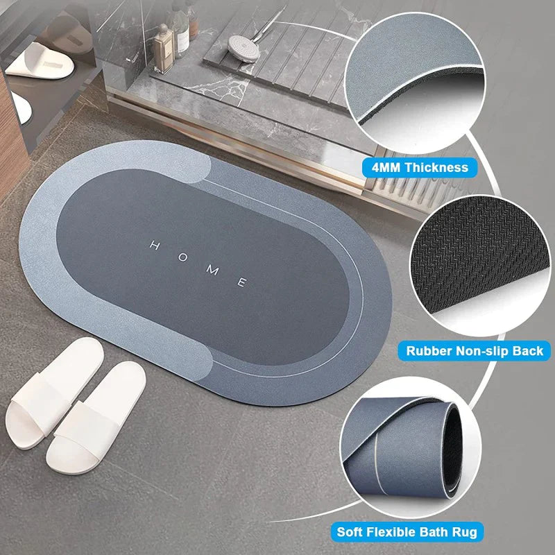 Tapis de bain absorbant antidérapant de forme ovale Stornfield