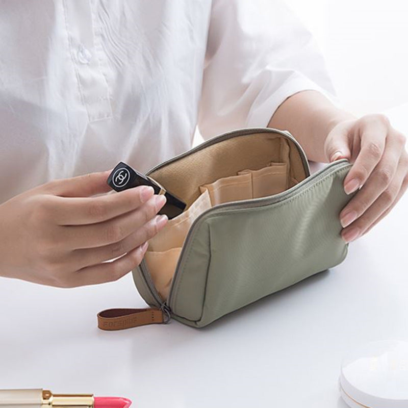 Solid color cosmetic bag with double zipper | Stornfield