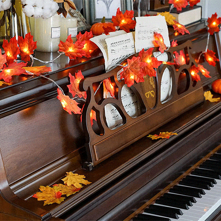 Thanksgiving Décor Fall Maple Leaf String Lights | Stornfield
