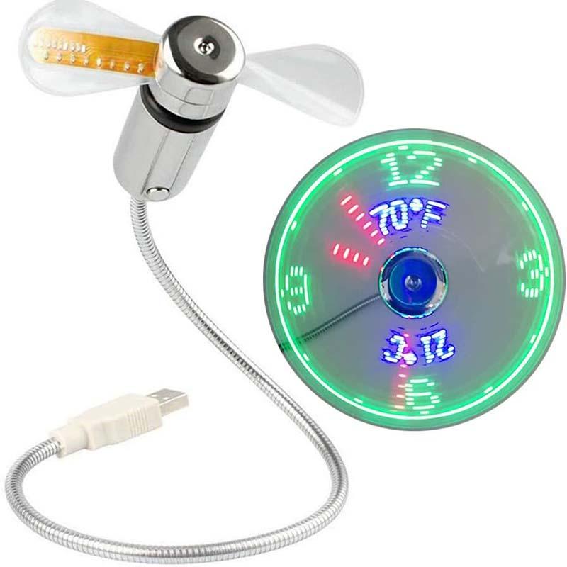 USB Fan with LED Clock Lighting | Stornfield