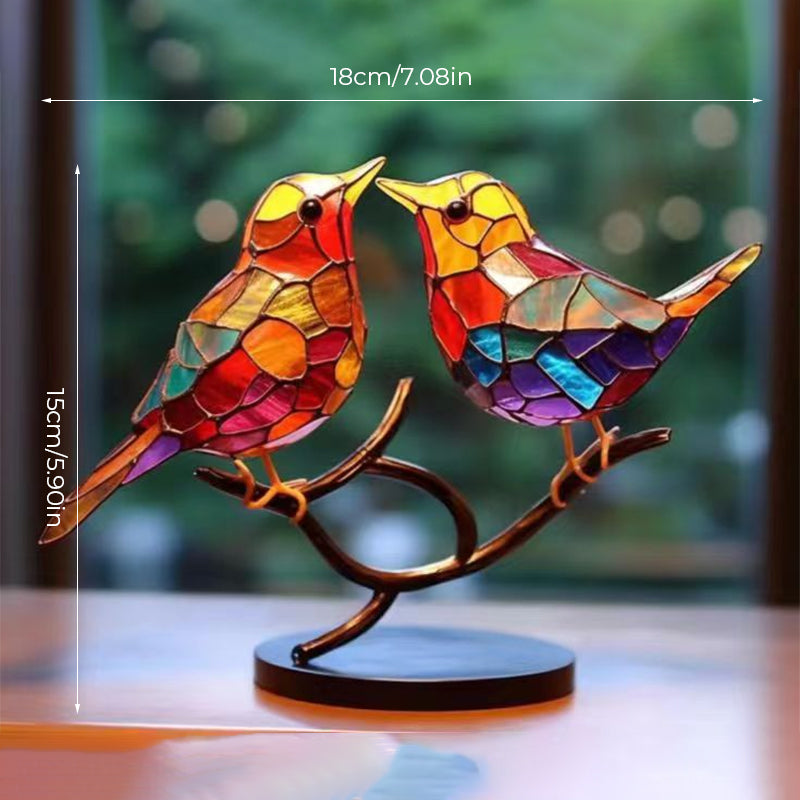 Birds on Branches Stained Acrylic Ornaments, Double-Sided Multicolor Style | Stornfield