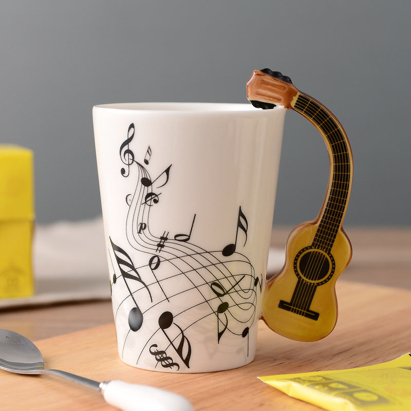 Musicians Ceramic Coffee Mug, Musical Instrument Handle Cup | Stornfield