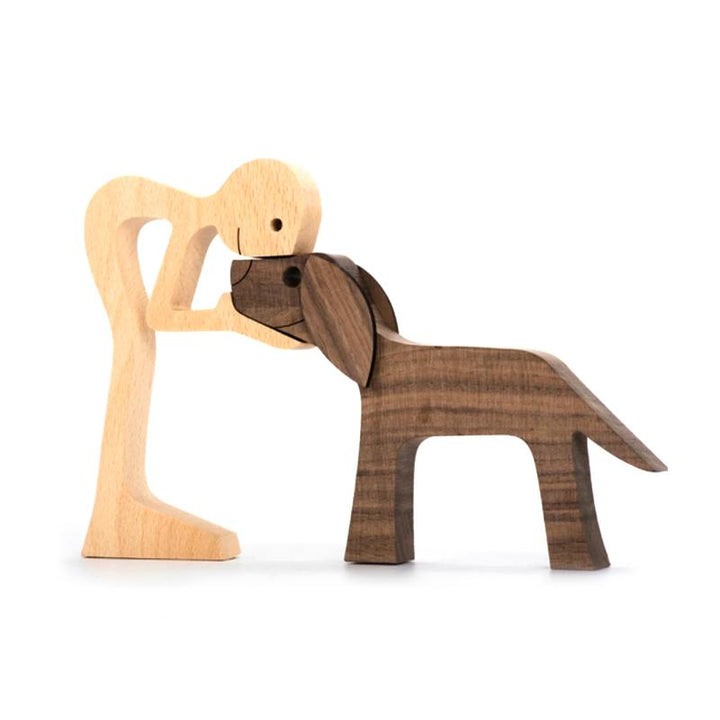 Pet Lover Gifts Wood Sculpture Family & Puppy Wooden Crafts Table Ornaments | Stornfield