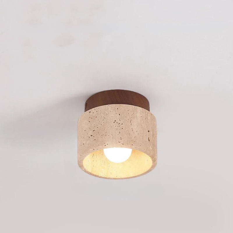 Stornfield | LysSten – Integrated Travertine Chandelier for Hallways and Staircases