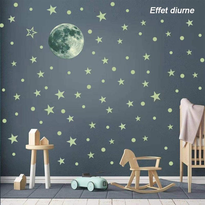 Creative Fluorescent Wall Sticker - Moon / stars / round dots | Stornfield