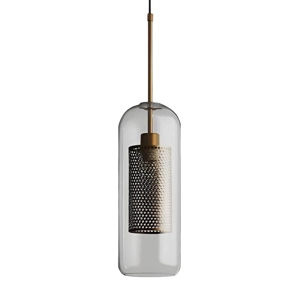 Vintage industrial pendant lamp with round glass and gold – LED pendant light for dining room and living room | Stornfield
