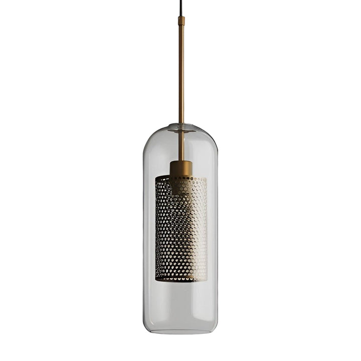 Vintage industrial pendant lamp with round glass and gold – LED pendant light for dining room and living room | Stornfield