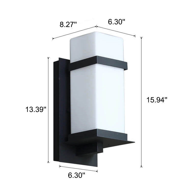 Modern Chinese Square Outdoor Waterproof 1-Light Wall Sconce Lamp | Stornfield
