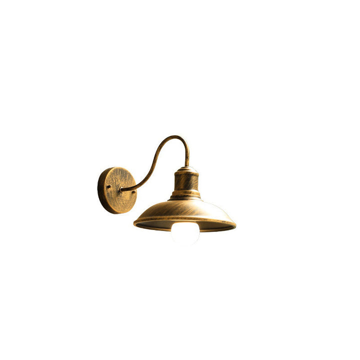 Retro Loft Dome Iron Outdoor Waterproof 1-Light Bent Arm Wall Sconce Lamp | Stornfield