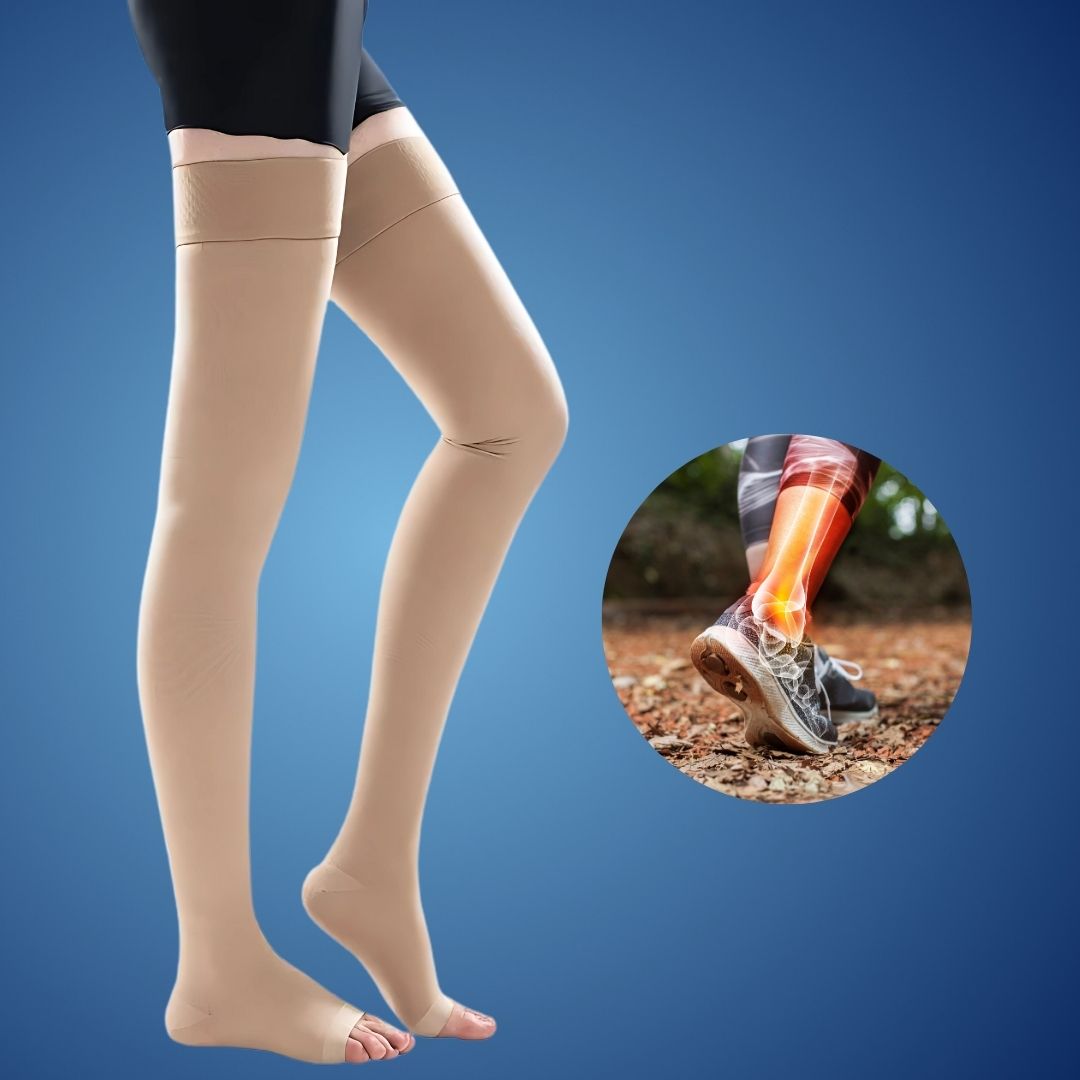 FlexiSupport | Thigh High Open Toe Compression Stockings - Graduated Compression for Improved Circulation and Swelling Relief Stornfield