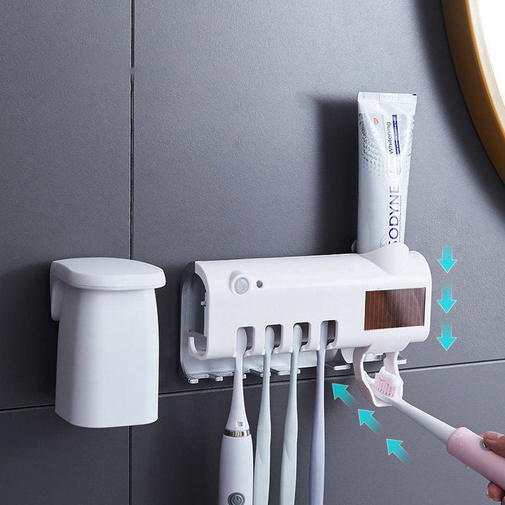 Stornfield | Support de brosse à dents stérilisateur UV intelligent, distributeur de dentifrice mural