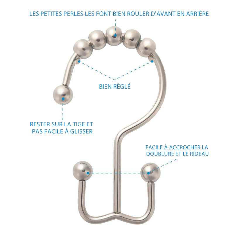 Stainless Steel Shower Curtain Hooks (12 pieces) | Stornfield