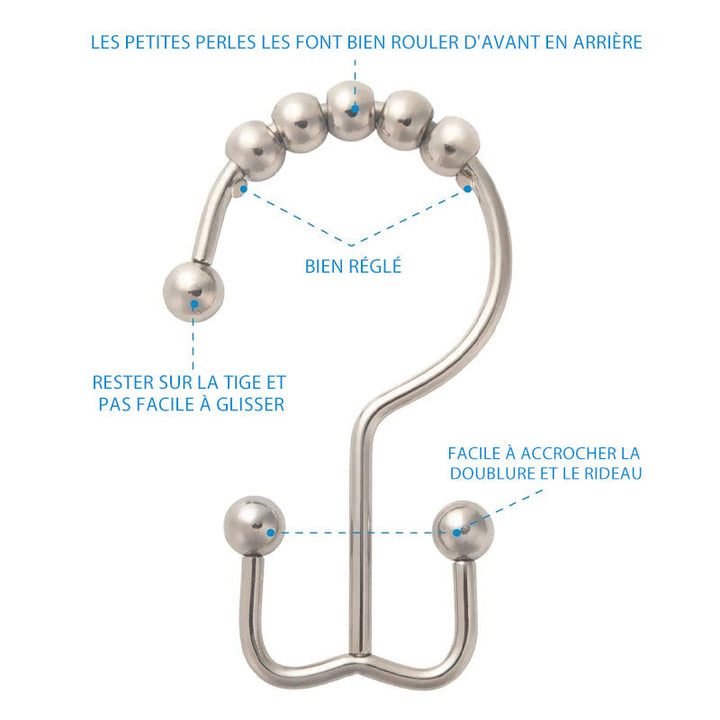 Stainless Steel Shower Curtain Hooks (12 pieces) | Stornfield