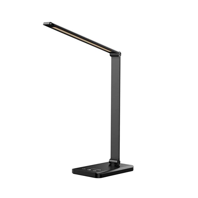 Stornfield | LED Desk Lamp with USB Charging Port, Dimmable Eye-Caring Reading Lamp for Home, with 5 Brightness Levels and 3 Lighting Modes, Touch Control, Auto Timer (Black)