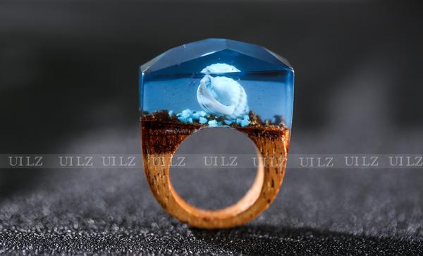 Quanta - Shell Blue Resin Ring | Stornfield