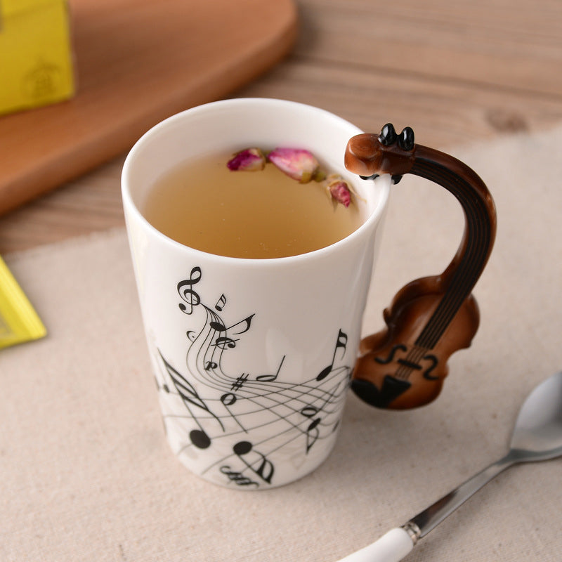 Musicians Ceramic Coffee Mug, Musical Instrument Handle Cup | Stornfield