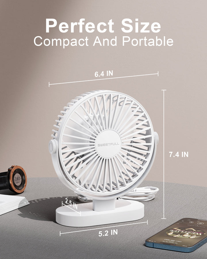 6.5 Inch USB Small Desk Fan for Home Office Car Outdoor Travel | Stornfield
