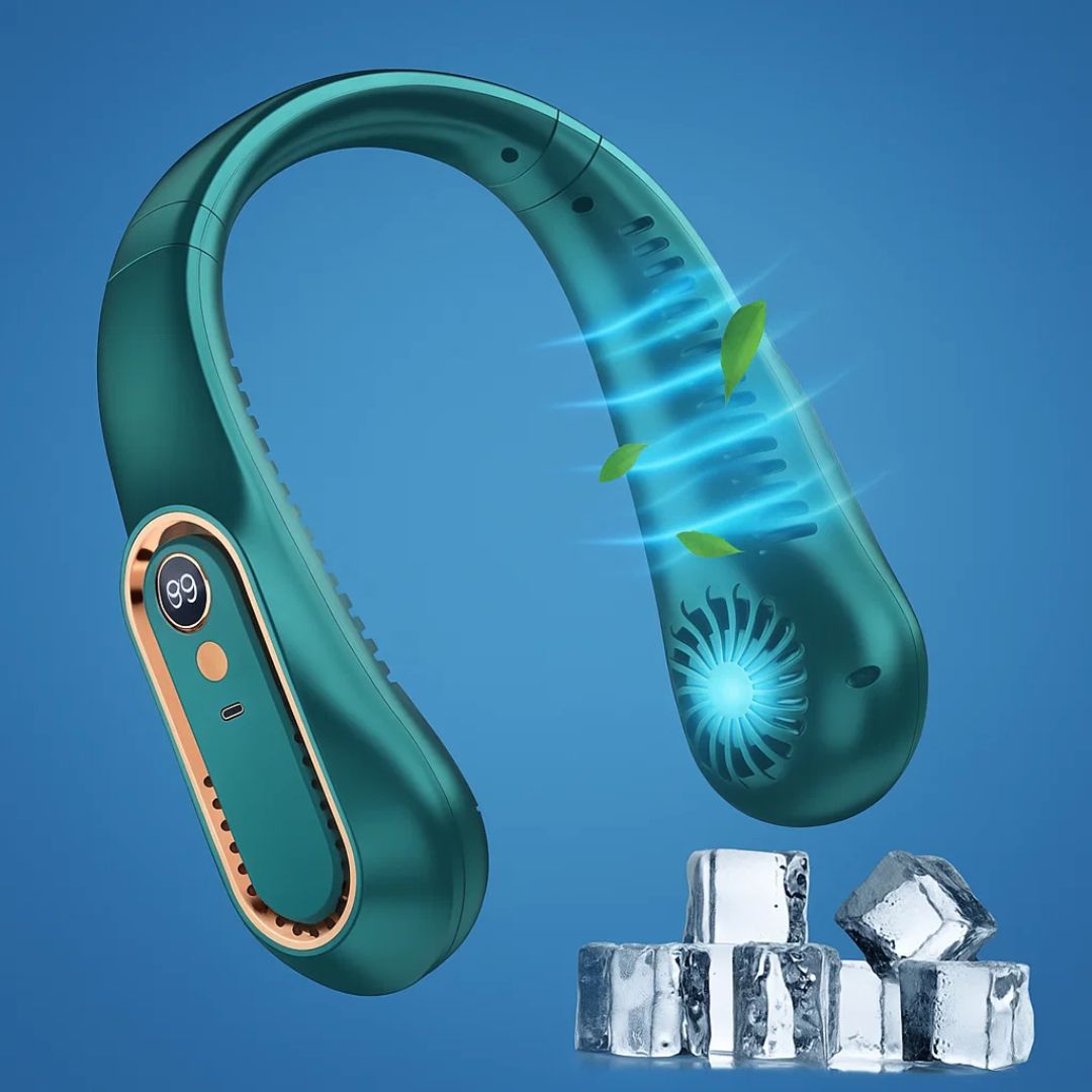 CoolEase | Portable Neck Fan – Hands-Free Bladeless Cooling – Five Speeds USB-C – Travel Office Commute Stornfield