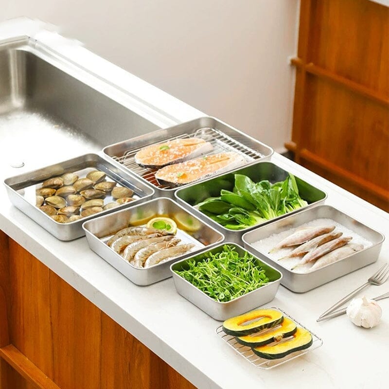Stainless Steel Square Plate (With Lid) | Stornfield