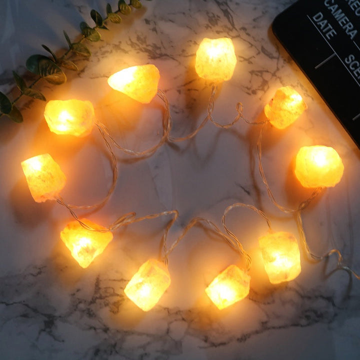 Stornfield | SolaraGleam Himalayan Salt LED Lights | Warm Amber Light | Natural Portable Crystal Home Decor