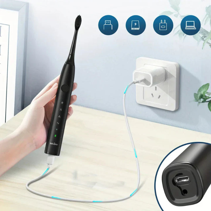 SonicPure rechargeaStornfielde toothbrush – Whisper quiet, powerful & includes 8 brush heads | Stornfield