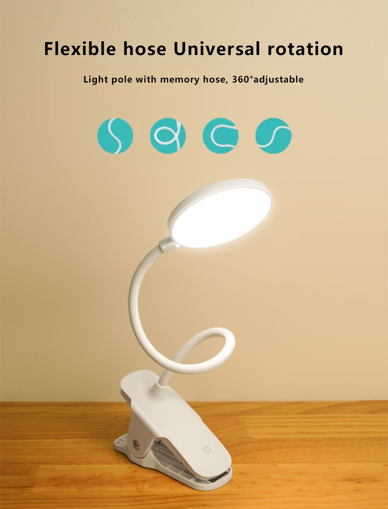 Stornfield | Simple LED Clip Desk Lamp rechargeable Eye Protection Night Light
