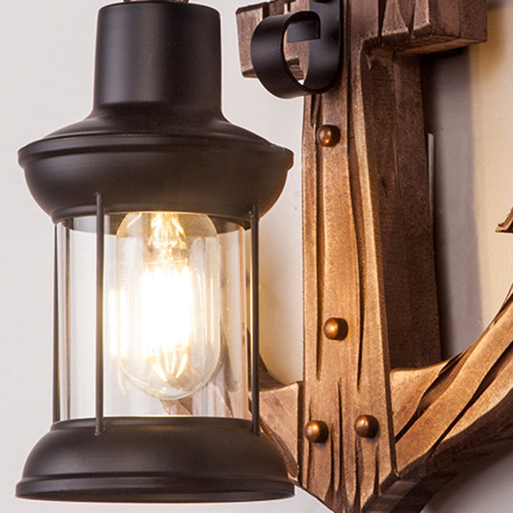 Stornfield | Vintage Anchor LED Wall Light - Industrial Metal and Wood for Dining Room/Living Room