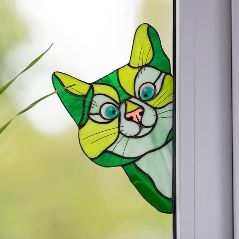 Handmade Stained Glass Cat Suncatcher for Window | Stornfield