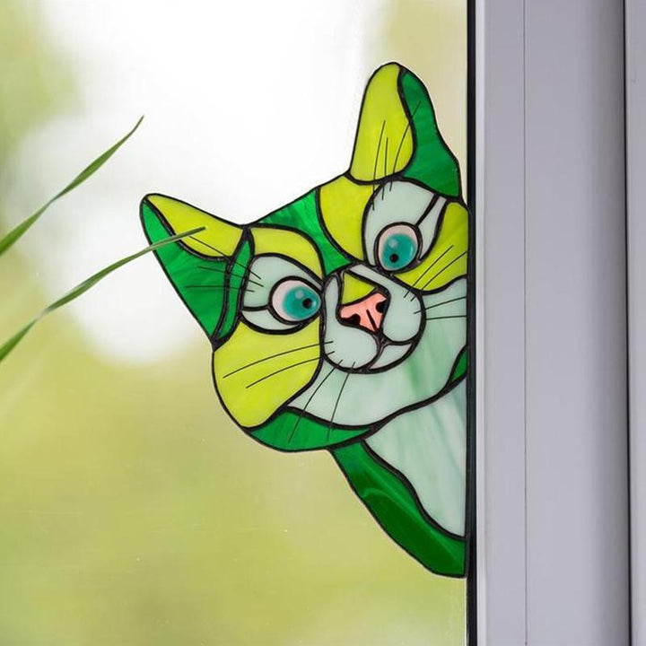 Handmade Stained Glass Cat Suncatcher for Window | Stornfield