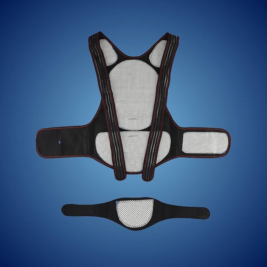 MagniTherm Self-Heating Back Support | Adjustable Heated Posture Corrector - Back Pain Relief - Posture Improvement Stornfield
