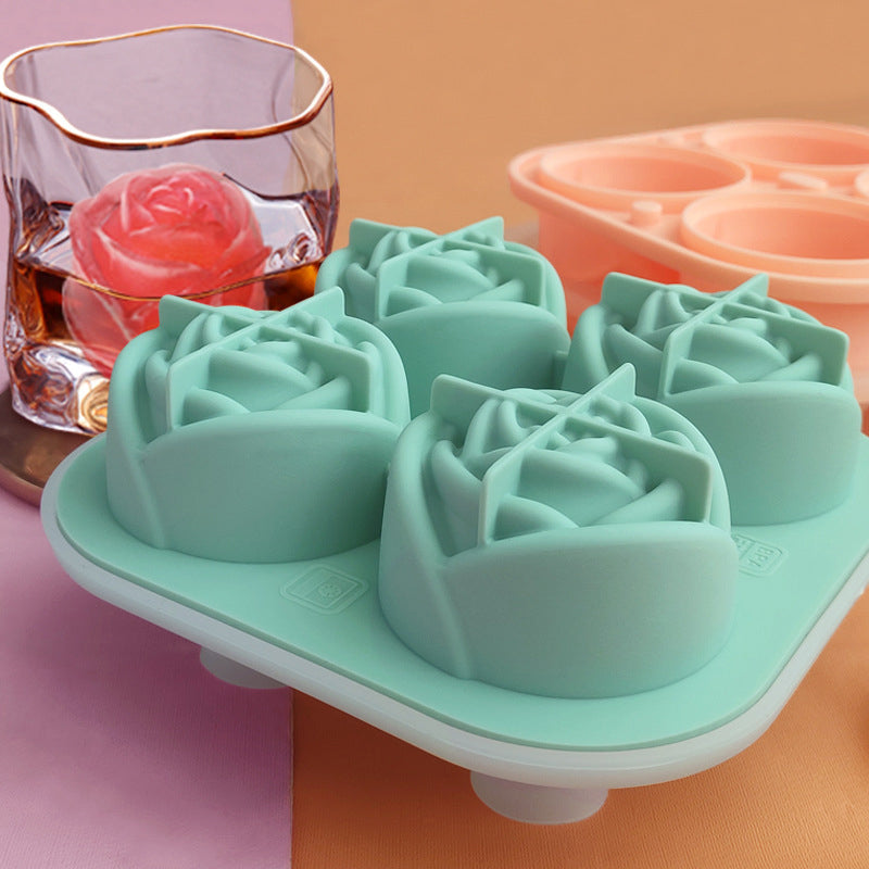 Large pink ice cube tray with 4 compartments | Stornfield