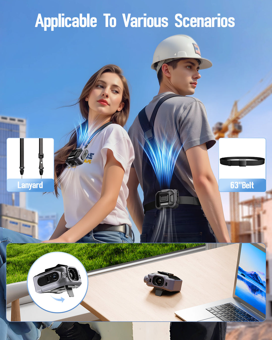 10000mAh Waist fan,Portable Belt Clip on Personal Fan | Stornfield