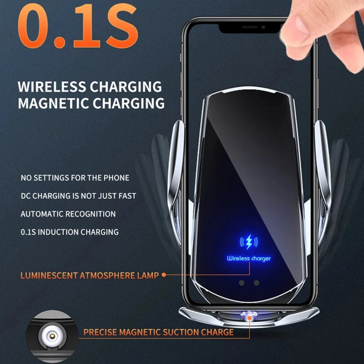 Stornfield | Chargeur de voiture sans fil 2-en-1 et support de téléphone à pince automatique - Charge rapide, compatibilité universelle sécurisée, réglable et pratique