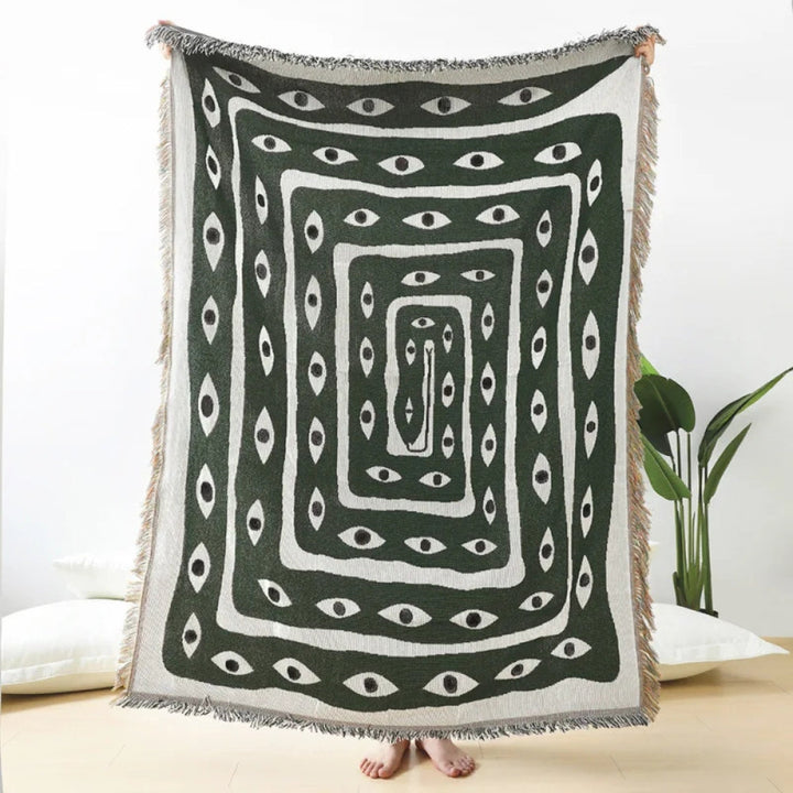 Cotton Snake Labyrinth Throw Blanket – Reversible Design | Stornfield