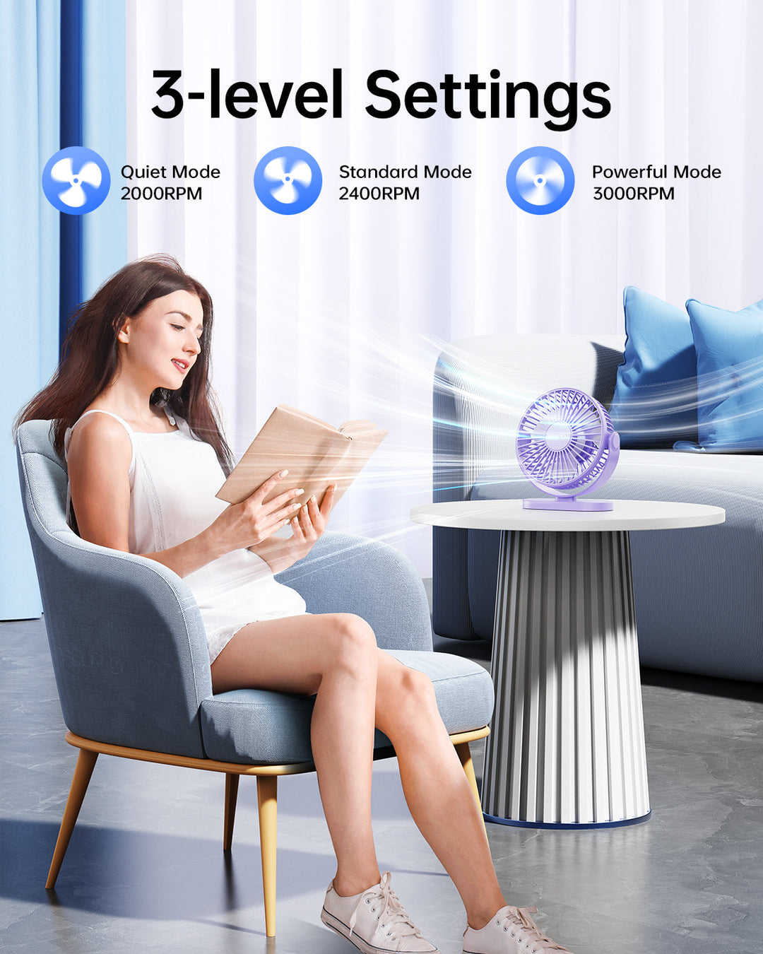 2-in-1 Hook & Desk Fan - 3-Speed with 360° Rotation | Stornfield