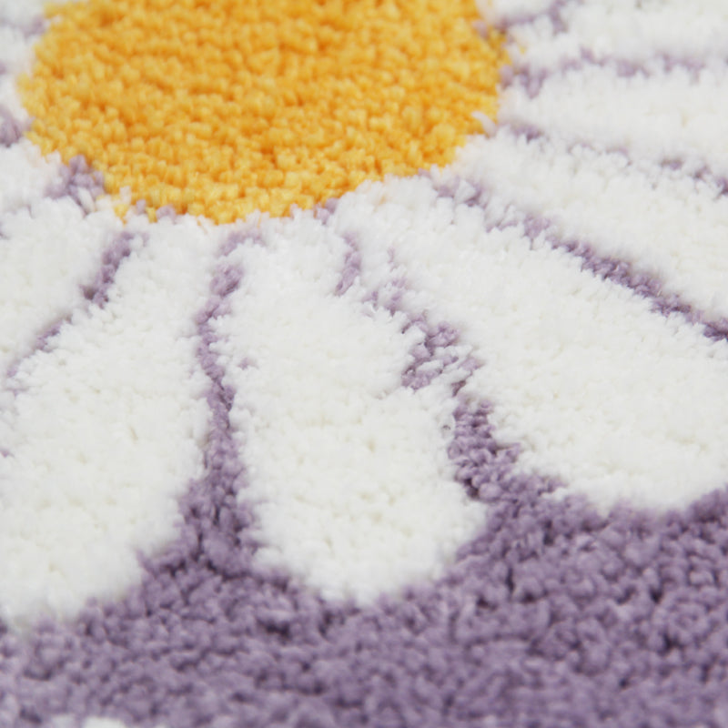 Stornfield | Feblilac Sweet Daisy Bath Mat, Purple Flower Bathroom Mat