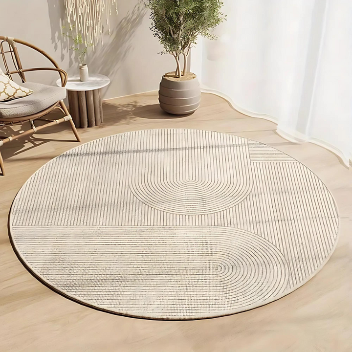 Round rug in Scandinavian design – Modern anti-slip rug for living room & bedroom | Stornfield