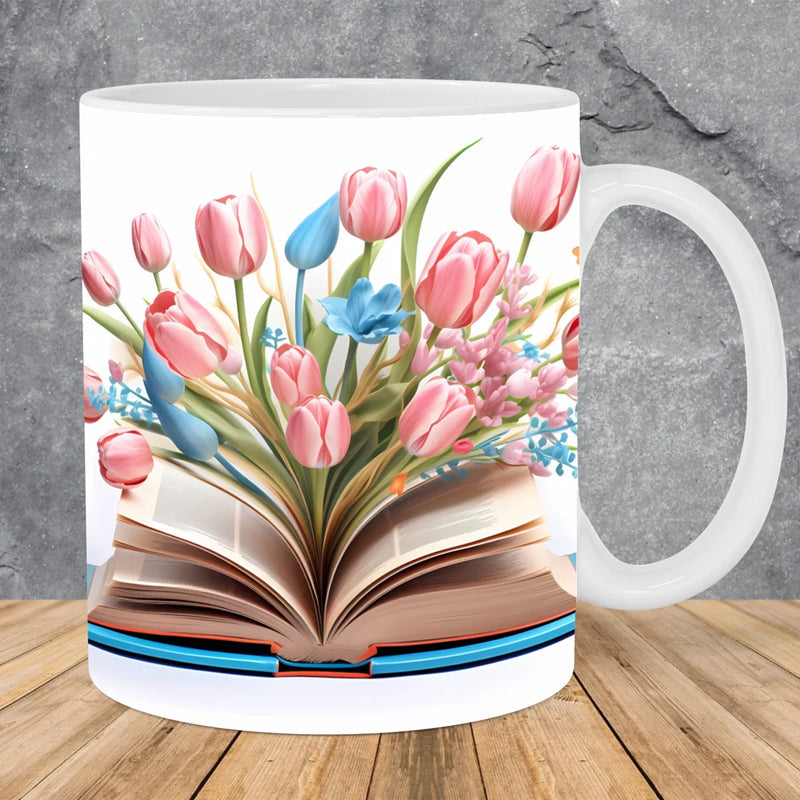3D Artistic Coffee Cup Beautiful Floral - Gift for Book Lovers | Stornfield